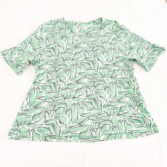 Chico's Green Printed Abstract Palm Graphic Print Short Sleeve Top Size XL - Picture 2 of 5